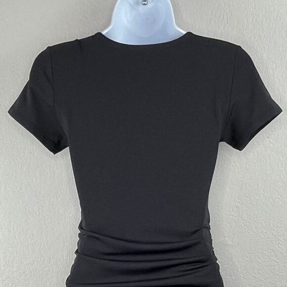 Babaton Black Contour Ruched Covet Short Sleeve Mini Bodycon T-Shirt Dress Small - Picture 6 of 11